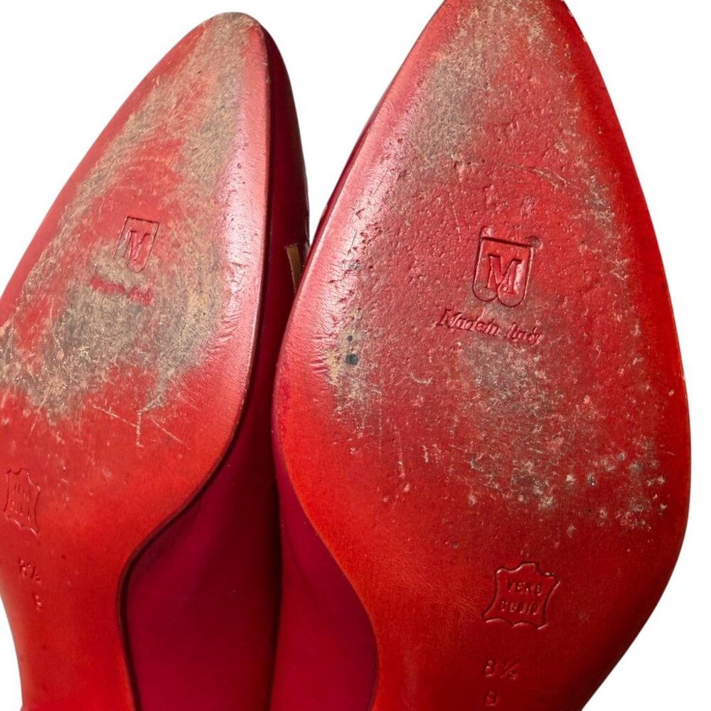 Vintage Bruno Magli Size 8.5 Italian Leather Heels Red Bottom Kitten Heel 80's - Picture 8 of 8